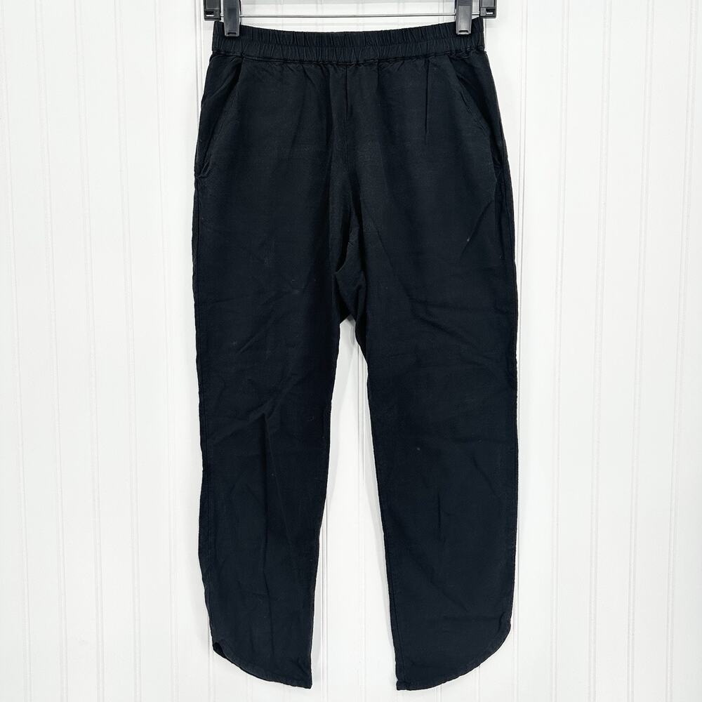 Marine Layer Lyocell Tencel Pants Womens XS Allison Crop Black Coastal Beach